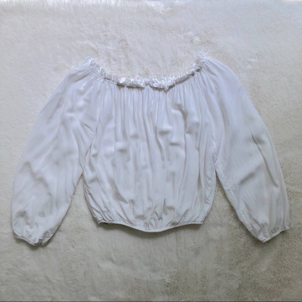 Brandy Melville White Off-the-Shoulder Crop Top